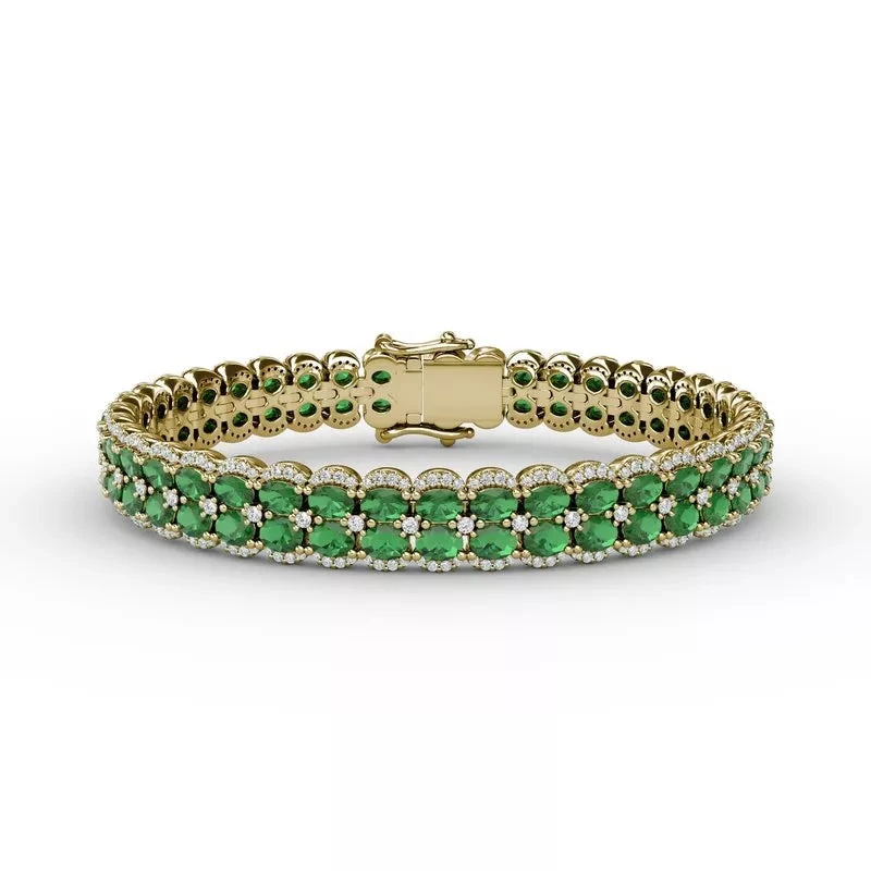 Fana Double Oval Emerald And Diamond Bracelet 4 Fana Double Oval Emerald And Diamond Bracelet - Image 2