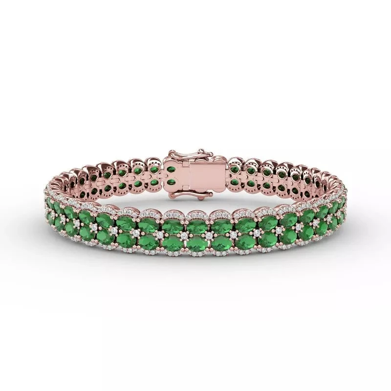 Fana Double Oval Emerald And Diamond Bracelet 5 Fana Double Oval Emerald And Diamond Bracelet - Image 3