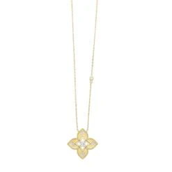 14K Yellow Gold Quatrefoil Diamond Fashion Reversible Pendant (0.20CTW)