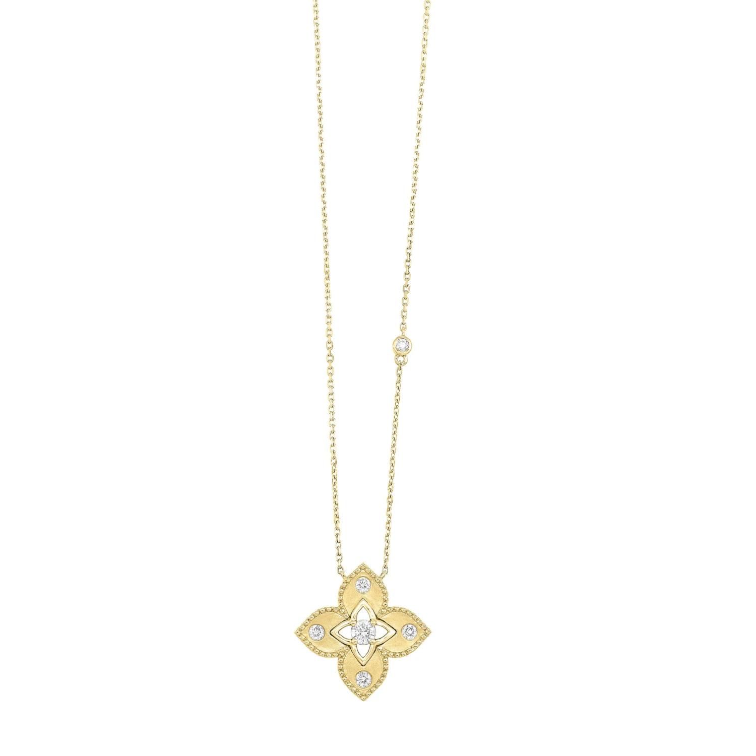 14K Yellow Gold Quatrefoil Diamond Fashion Reversible Pendant (0.20CTW) 3 14K Yellow Gold Quatrefoil Diamond Fashion Reversible Pendant (0.20CTW)