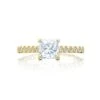 Tacori 18k Yellow Gold Sculpted Crescent Princess Diamond Engagement Ring Setting (0.2 CTW) -DIAMOND JEWELRY SHOP 200 2pr55y 10