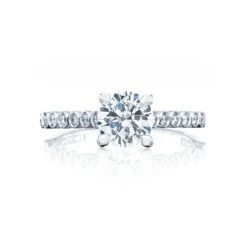 Tacori 18k White Gold Sculpted Crescent Round Diamond Engagement Ring Setting (0.2 CTW)