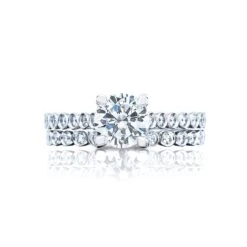 Tacori 18k White Gold Sculpted Crescent Round Diamond Engagement Ring Setting (0.2 CTW) -DIAMOND JEWELRY SHOP 200 2rd65 30