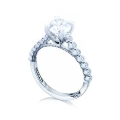 Tacori 18k White Gold Sculpted Crescent Round Diamond Engagement Ring Setting (0.2 CTW) -DIAMOND JEWELRY SHOP 200 2rd65 50