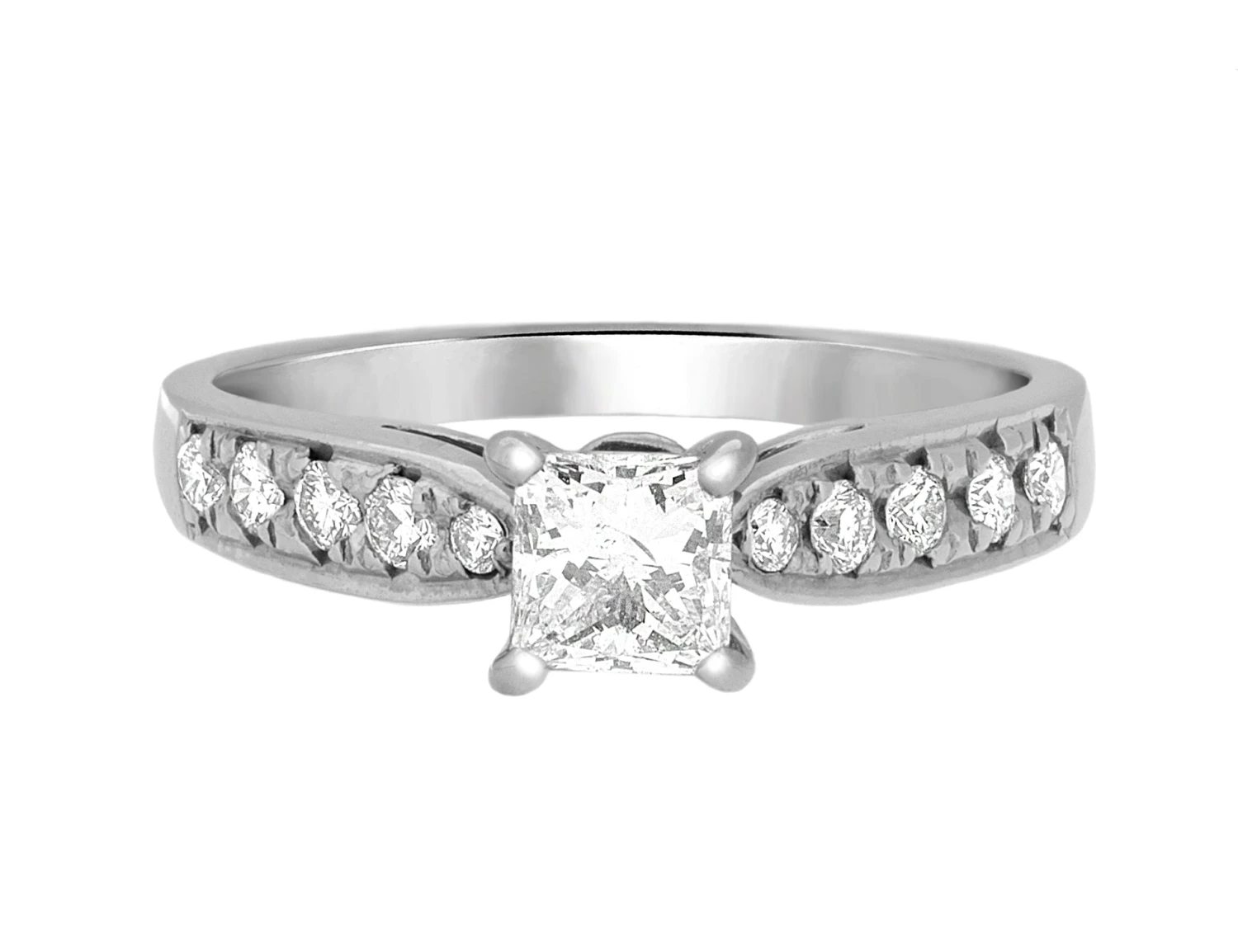 Complete Rings White Gold With 0.6 CTW Princess Diamond Diamond Center Stone Classic Engagement Ring 3 Complete Rings White Gold With 0.6 CTW Princess Diamond Diamond Center Stone Classic Engagement Ring