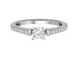 Complete Rings White Gold With 0.28 CTW Round Diamond Diamond Center Stone Classic Engagement Ring