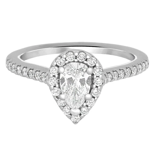 Complete Rings White Gold With 0.6 CTW Pear Diamond Diamond Center Stone Halo Engagement Ring 3 Complete Rings White Gold With 0.6 CTW Pear Diamond Diamond Center Stone Halo Engagement Ring