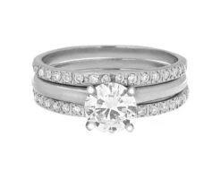 Complete Rings White Gold With 0.73 CTW Round Diamond Diamond Center Stone Solitaire Engagement Ring