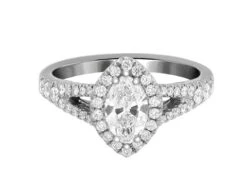 Complete Rings White Gold With 0.7 CTW Marquise Diamond Diamond Center Stone Halo Engagement Ring