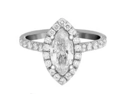 Complete Rings White Gold With 1.03 CTW Marquise Diamond Diamond Center Stone Halo Engagement Ring