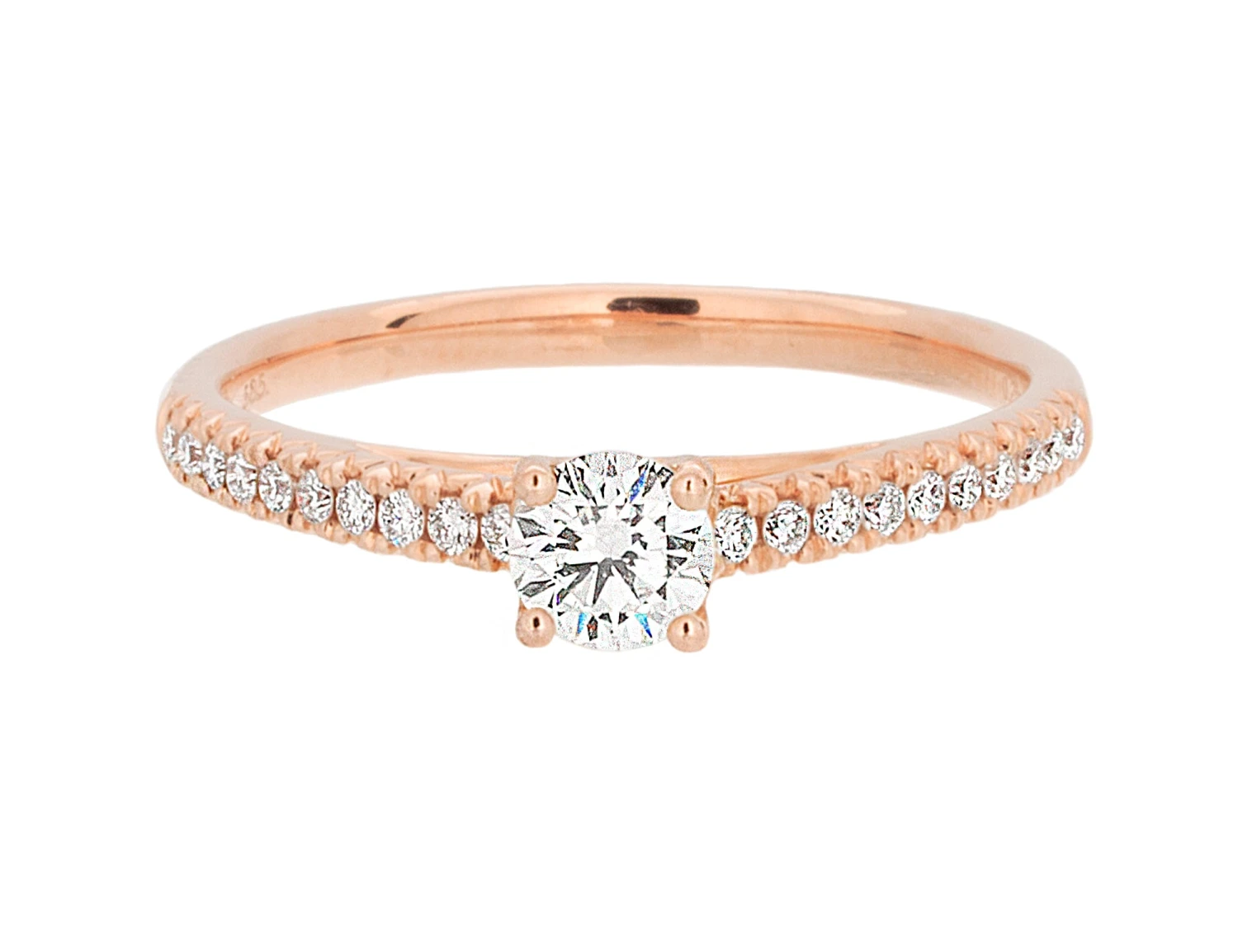 Complete Rings Rose Gold With 0.26 CTW Round Diamond Diamond Center Stone Classic Engagement Ring 3 Complete Rings Rose Gold With 0.26 CTW Round Diamond Diamond Center Stone Classic Engagement Ring