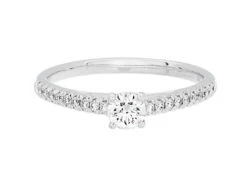 Complete Rings White Gold With 0.23 CTW Round Diamond Diamond Center Stone Classic Engagement Ring