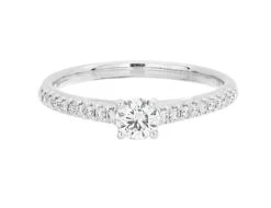 Complete Rings White Gold With 0.24 CTW Round Diamond Diamond Center Stone Classic Engagement Ring