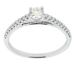 Complete Rings White Gold With .25 CTW Round Diamond Diamond Center Stone Classic Engagement Ring