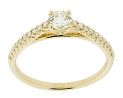 Complete Rings Yellow Gold With .24 CTW Round Diamond Diamond Center Stone Classic Engagement Ring