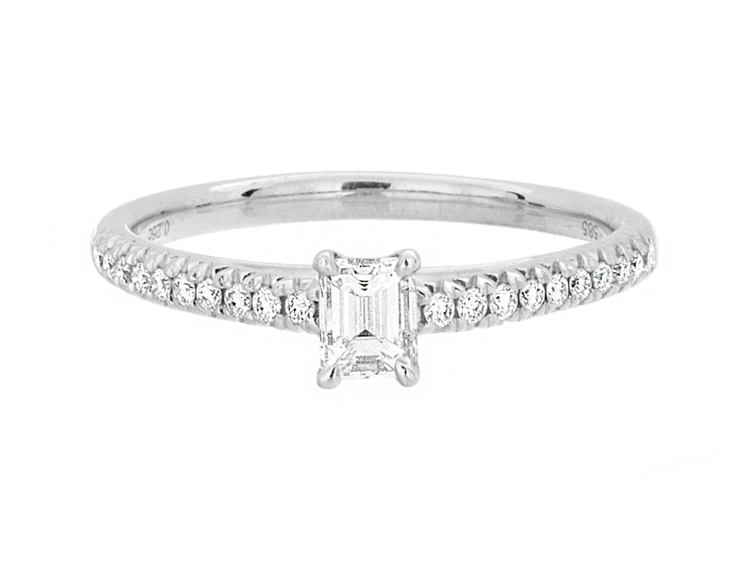 Complete Rings White Gold With 0.26 CTW Emerald Diamond Center Stone Classic Engagement Ring 3 Complete Rings White Gold With 0.26 CTW Emerald Diamond Center Stone Classic Engagement Ring