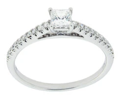 Complete Rings White Gold With .25 CTW Princess Diamond Diamond Center Stone Classic Engagement Ring