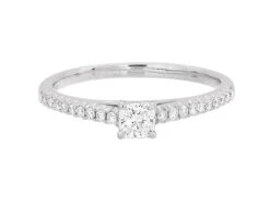 Complete Rings White Gold With 0.23 CTW Cushion Diamond Diamond Center Stone Classic Engagement Ring