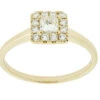 Complete Rings Yellow Gold With .24 CTW Princess Diamond Diamond Center Stone Halo Engagement Ring