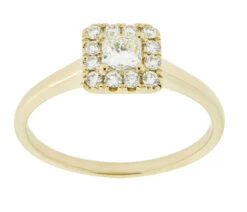 Complete Rings Yellow Gold With .24 CTW Princess Diamond Diamond Center Stone Halo Engagement Ring
