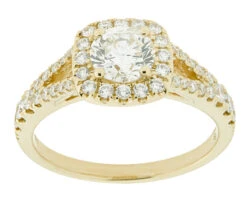 Complete Rings Yellow Gold With .60 CTW Round Diamond Diamond Center Stone Halo Engagement Ring
