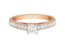 Complete Rings Rose Gold With 0.31 CTW Princess Diamond Diamond Center Stone Classic Engagement Ring