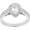 Complete Rings White Gold With .72 CTW Pear Diamond Diamond Center Stone Halo Engagement Ring -DIAMOND JEWELRY SHOP 2011184430