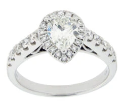Complete Rings White Gold With .72 CTW Pear Diamond Diamond Center Stone Halo Engagement Ring