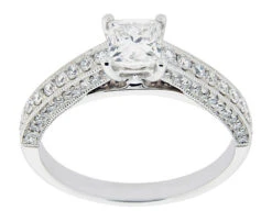 Complete Rings White Gold With .51 CTW Princess Diamond Diamond Center Stone Classic Engagement Ring