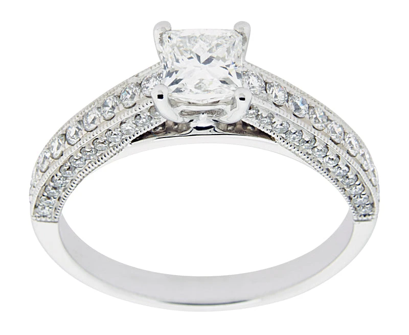 Complete Rings White Gold With .51 CTW Princess Diamond Diamond Center Stone Classic Engagement Ring 3 Complete Rings White Gold With .51 CTW Princess Diamond Diamond Center Stone Classic Engagement Ring