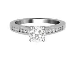 Complete Rings White Gold With 0.79 CTW Round Diamond Diamond Center Stone Classic Engagement Ring