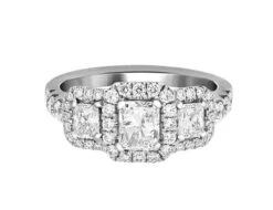 Complete Rings White Gold With 0.5 CTW Radiant Diamond Diamond Center Stone 3-Stone Engagement Ring