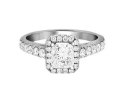 Complete Rings White Gold With 0.73 CTW Princess Diamond Diamond Center Stone Halo Engagement Ring