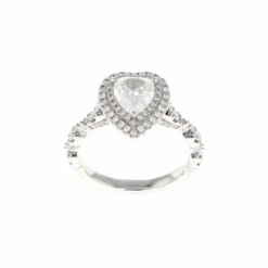 Heart Double Halo Complete Engagement Ring Platinum(1.49CTW)