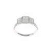 Three Stone Emerald Cut Halo Complete Engagement Ring (1.30CTW) -DIAMOND JEWELRY SHOP 2011282116Top CLEAN