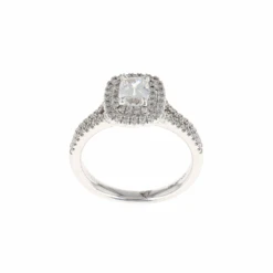 Henri Daussi Cushion Double Halo Complete Engagement Ring Setting (0.97CTW)