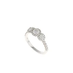 Three Stone Halo Complete Engagement Ring (1.01CTW) -DIAMOND JEWELRY SHOP 2011317316 3QTRCLEAN