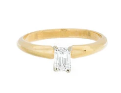 Complete Rings Yellow Gold With 0.37 CTW Emerald Diamond Center Stone Solitaire Engagement Ring