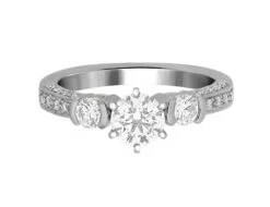 Complete Rings Platinum With 0.57 CTW Round Diamond Diamond Center Stone 3-Stone Engagement Ring