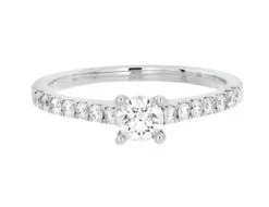 Complete Rings White Gold With 0.33 CTW Round Diamond Diamond Center Stone Classic Engagement Ring