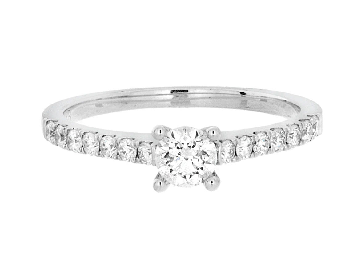 Complete Rings White Gold With 0.33 CTW Round Diamond Diamond Center Stone Classic Engagement Ring 3 Complete Rings White Gold With 0.33 CTW Round Diamond Diamond Center Stone Classic Engagement Ring