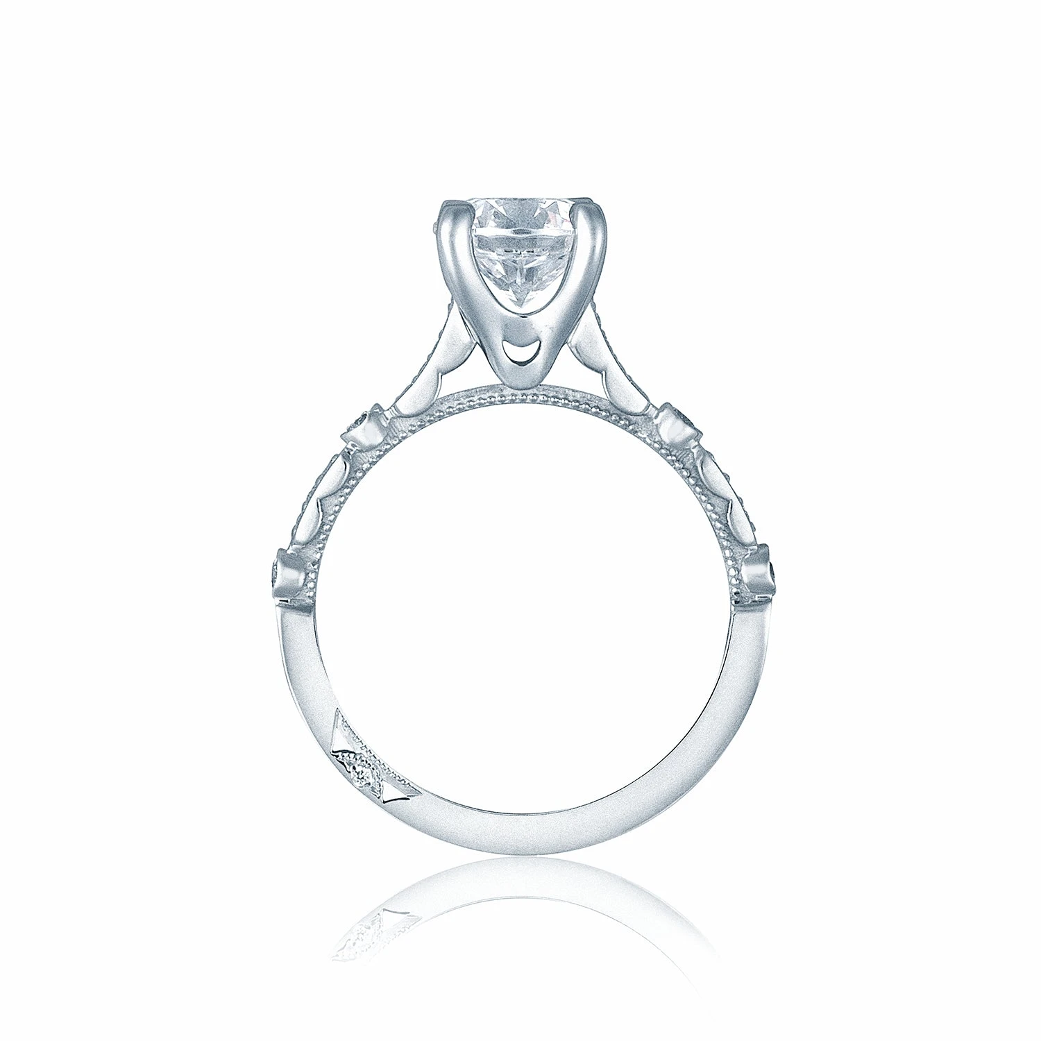 Tacori 18k White Gold Sculpted Crescent Princess Diamond Engagement Ring Setting (0.15 CTW) 4 Tacori 18k White Gold Sculpted Crescent Princess Diamond Engagement Ring Setting (0.15 CTW) - Image 2