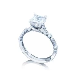 Tacori 18k White Gold Sculpted Crescent Princess Diamond Engagement Ring Setting (0.15 CTW) 9 Tacori 18k White Gold Sculpted Crescent Princess Diamond Engagement Ring Setting (0.15 CTW) -DIAMOND JEWELRY SHOP 202 2pr55 50