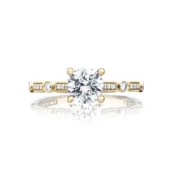 Tacori 18k Yellow Gold Sculpted Crescent Round Diamond Engagement Ring Setting (0.15 CTW)