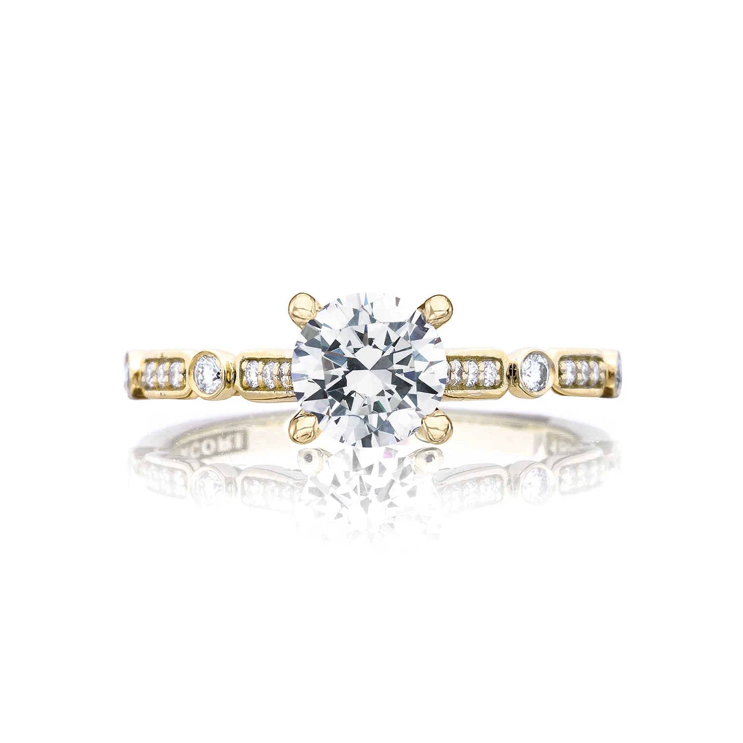 Tacori 18k Yellow Gold Sculpted Crescent Round Diamond Engagement Ring Setting (0.15 CTW) 3 Tacori 18k Yellow Gold Sculpted Crescent Round Diamond Engagement Ring Setting (0.15 CTW)