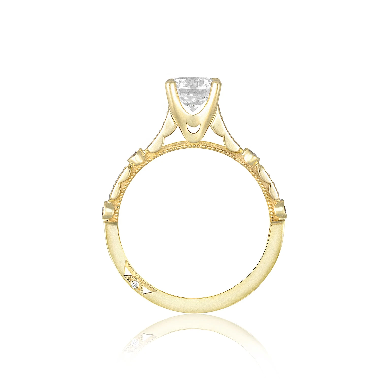 Tacori 18k Yellow Gold Sculpted Crescent Round Diamond Engagement Ring Setting (0.15 CTW) 4 Tacori 18k Yellow Gold Sculpted Crescent Round Diamond Engagement Ring Setting (0.15 CTW) - Image 2