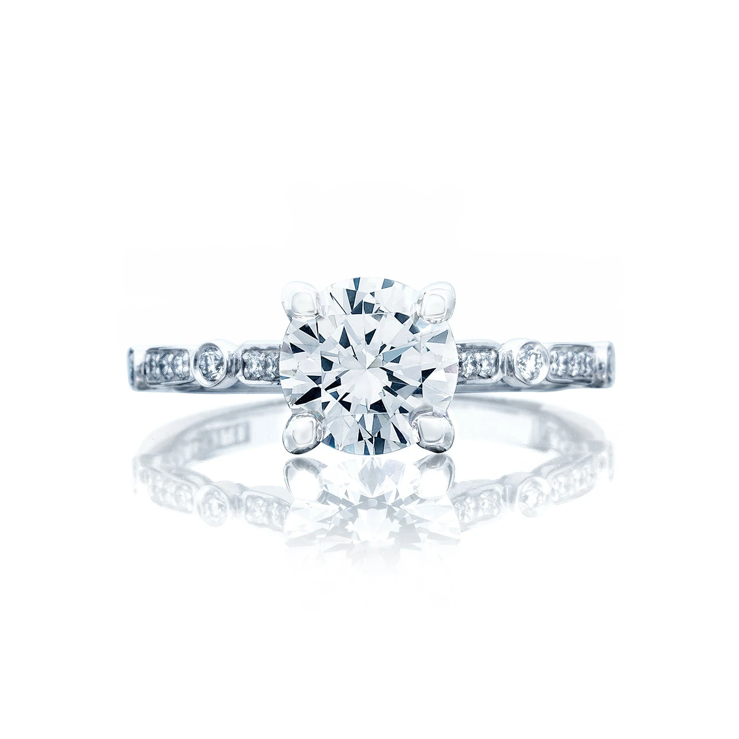 Tacori 18k White Gold Sculpted Crescent Round Diamond Engagement Ring Setting (0.15 CTW) 3 Tacori 18k White Gold Sculpted Crescent Round Diamond Engagement Ring Setting (0.15 CTW)