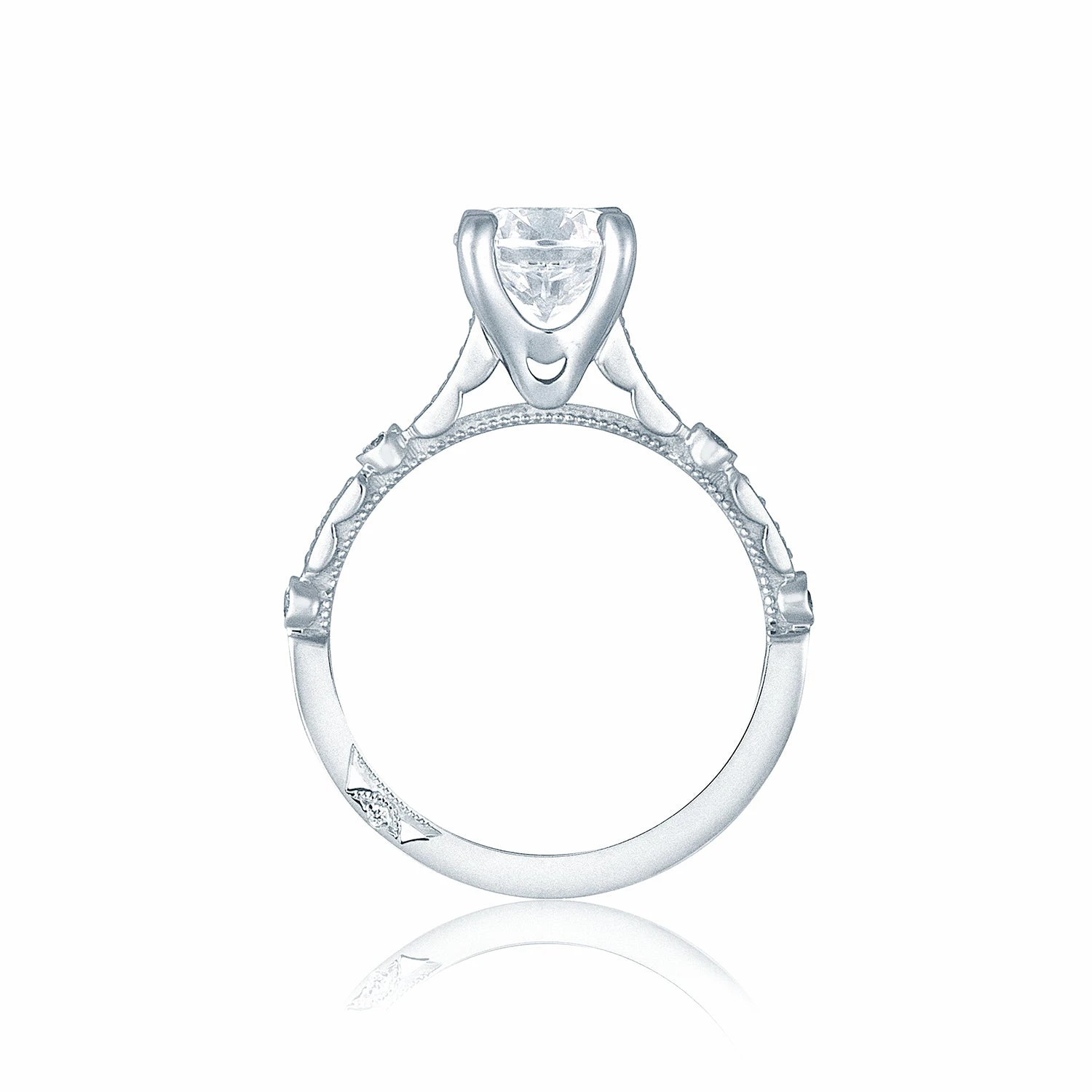 Tacori 18k White Gold Sculpted Crescent Round Diamond Engagement Ring Setting (0.15 CTW) 4 Tacori 18k White Gold Sculpted Crescent Round Diamond Engagement Ring Setting (0.15 CTW) - Image 2