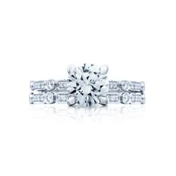 Tacori 18k White Gold Sculpted Crescent Round Diamond Engagement Ring Setting (0.15 CTW) 8 Tacori 18k White Gold Sculpted Crescent Round Diamond Engagement Ring Setting (0.15 CTW) -DIAMOND JEWELRY SHOP 202 2rd7 30
