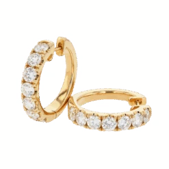 14K Yellow Gold Diamond Huggie Hoops 1.98CTW